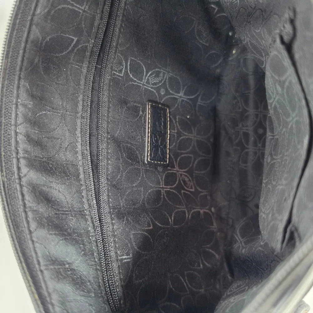 Vintage Fossil Black Leather Crossbody Bag Y2K Organizer Shoulder Purse Flap